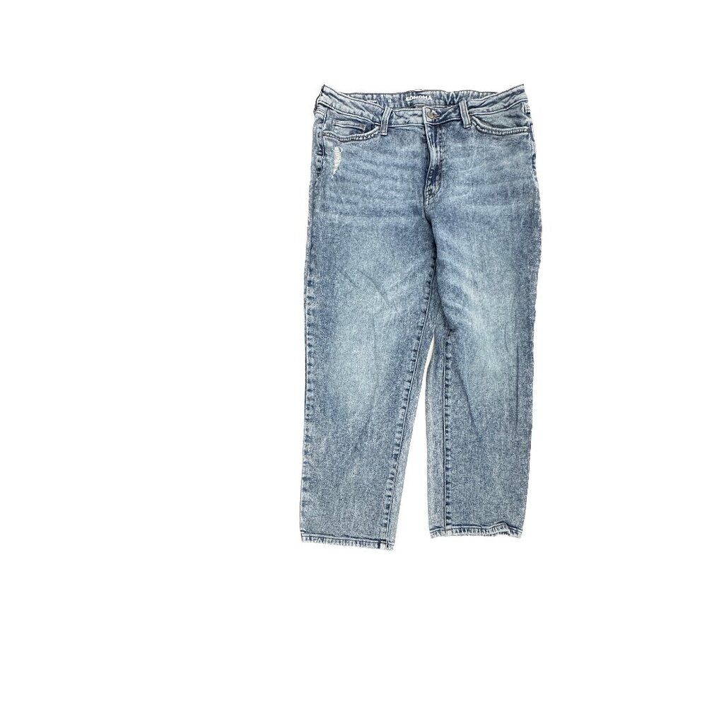 Sonoma Straight Distressed Women's size 16 Medium Wash‎ Blue Denim Jeans